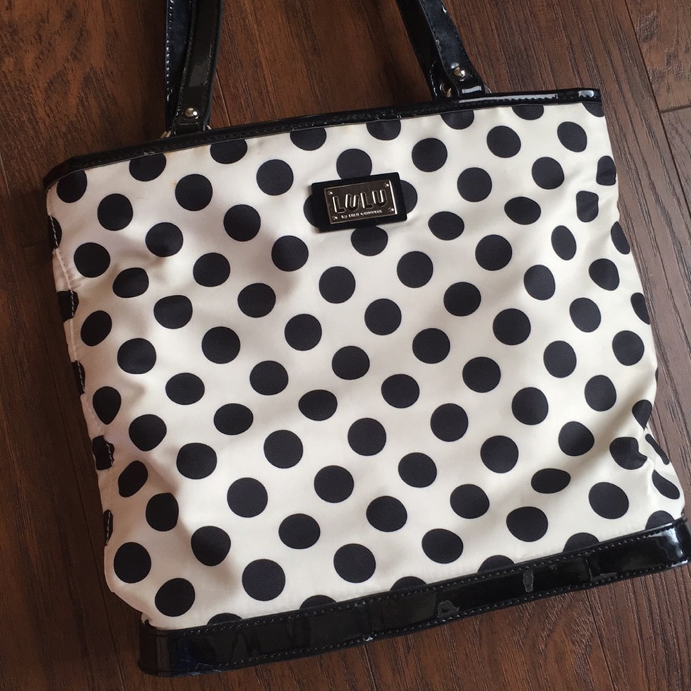 Lulu Guinness Black & Cream Polka Dot Purse